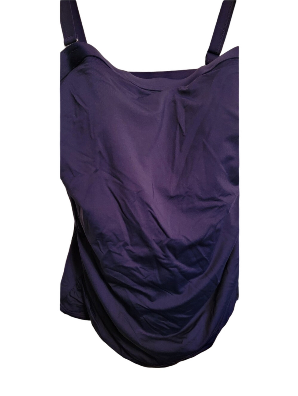 LANDS END Solid Navy Tankini Top, Shirring, Detachable Straps, Size 18W, NWOT - Picture 2 of 6